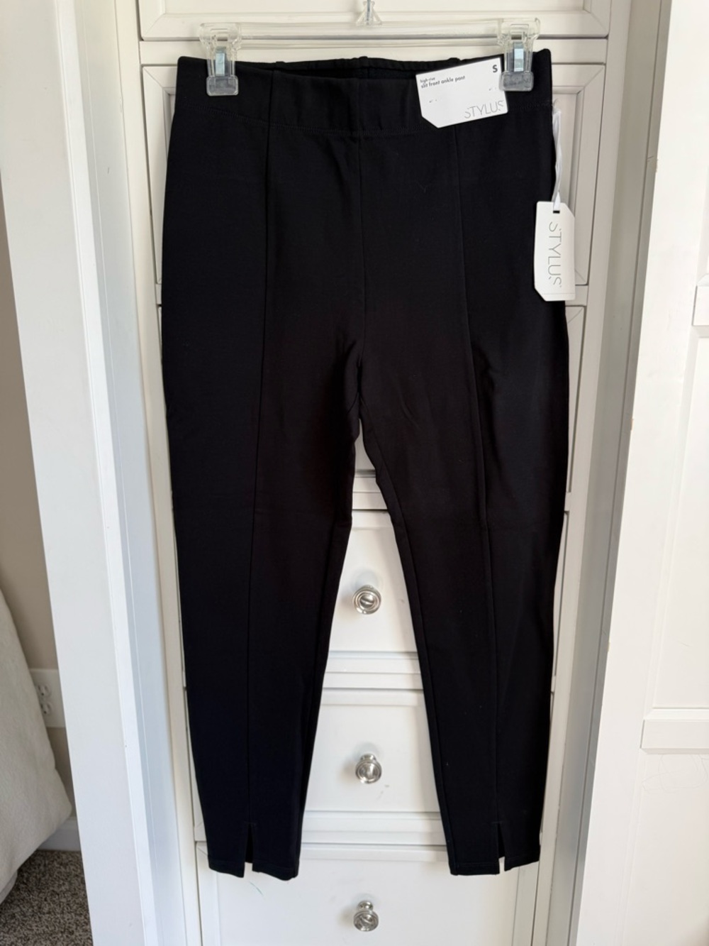 STYLUS Black High-Rise Slit Front Ankle Pants